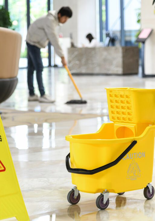 Mop Bucket Cart with Side Press Wringer, Metal Handle and 34 Quart Capacity, Yellow