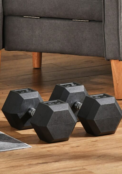 2 x 50lbs Hex Dumbbell Set of 2, Rubber Weights Exercise Fitness Dumbbell with Non-Slip Handles, Anti-roll, for Women or Men Home Gym Workout