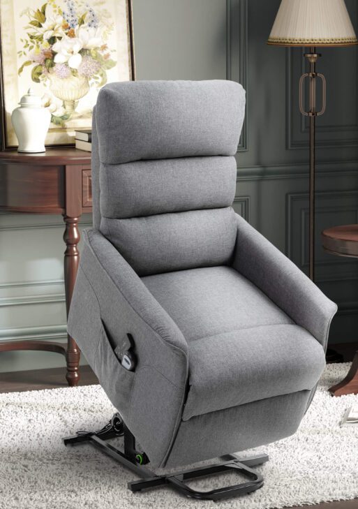 Power Lift Assist Recliner Chair for Elderly with Remote Control, Linen Fabric Upholstery Gray
