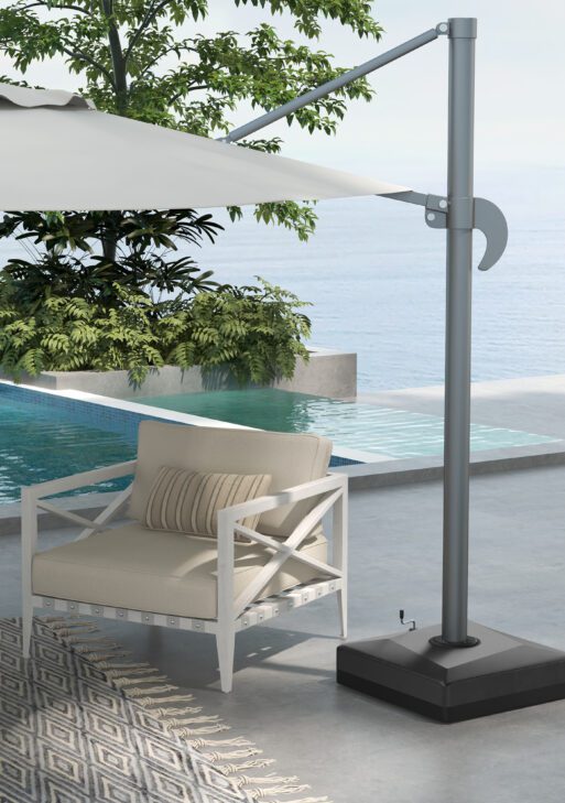 330 lbs. Fillable Umbrella Base for 84D-110V02 Model Umbrella, Cantilever Umbrella Stand, Wheels, Adjustable Feet, Black