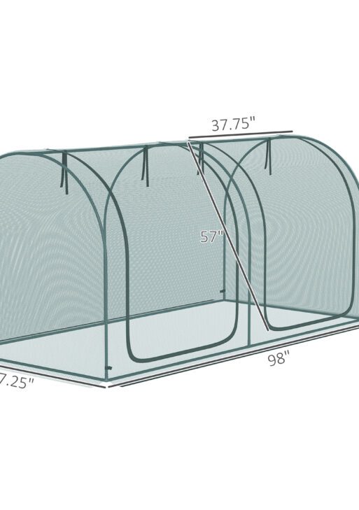 8' x 4' Crop Cage, Plant Protection Tent with Two Zippered Doors, Storage Bag and 4 Ground Stakes, for Garden, Yard, Lawn, Green