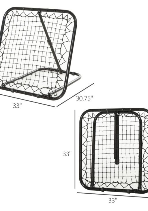 Soozier Soccer Rebounder Net, 3' x 3', Angle Adjustable Portable Training Goal Net with Quick Folding Design, Sturdy Metal Tube