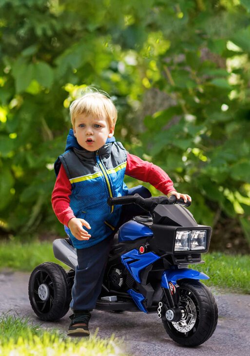 6V Kids Motorcycle Toddler Ride-on Toy, High-Traction Battery-Operated Mini Electric Motorbike with Forward/Reverse Switch, Music, Headlights, Horn, Blue