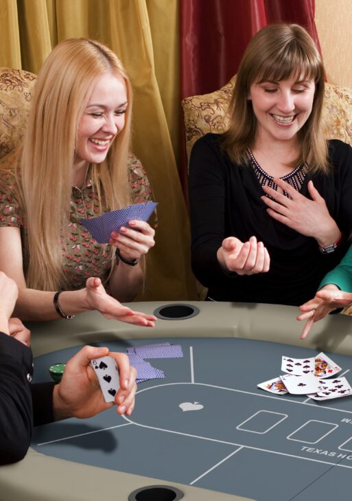 Foldable Poker Table Blackjack Texas Holdem Poker Game Table with Cup Holders, 70" Oval, Blue