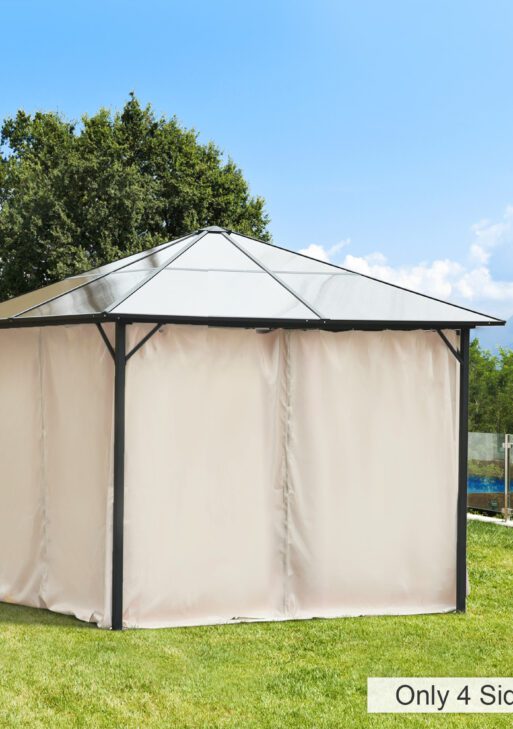 9.84' x 9.84' Gazebo Sidewall Set with Hooks/C-Rings, Beige