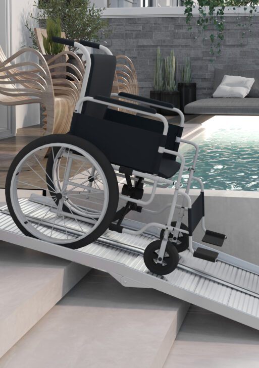 5' Foldable Handicap Ramp for Home, Steps, Doorways, Aluminum Portable Wheelchair Ramp, Textured Threshold Ramp, Silver