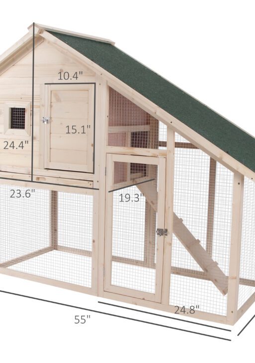 55" L 2-Tier Wooden Rabbit Hutch Bunny Cage