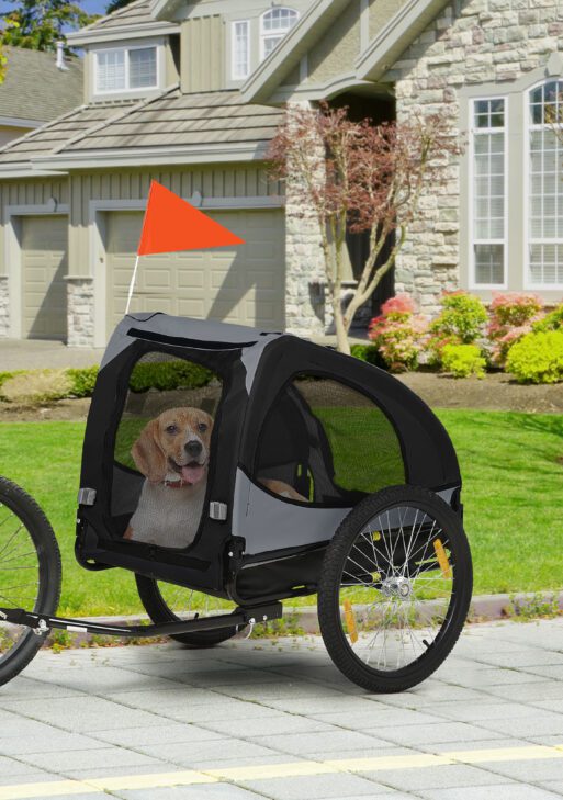 Dog Bike Trailer, Pet Stroller with Wheels for Medium Dogs, Black