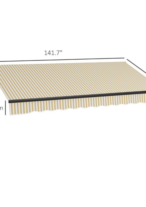 12' x 10' Retractable Awning, 280gsm UV Resistant Sunshade Shelter for Deck, Balcony, Yard, Beige and White