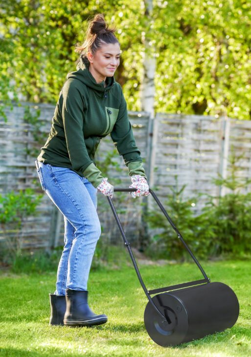 46L Lawn Roller, Push/Tow Behind Sod Roller with U Shaped Handle, Water Filled Yard Roller for Garden, Lawn, Backyard