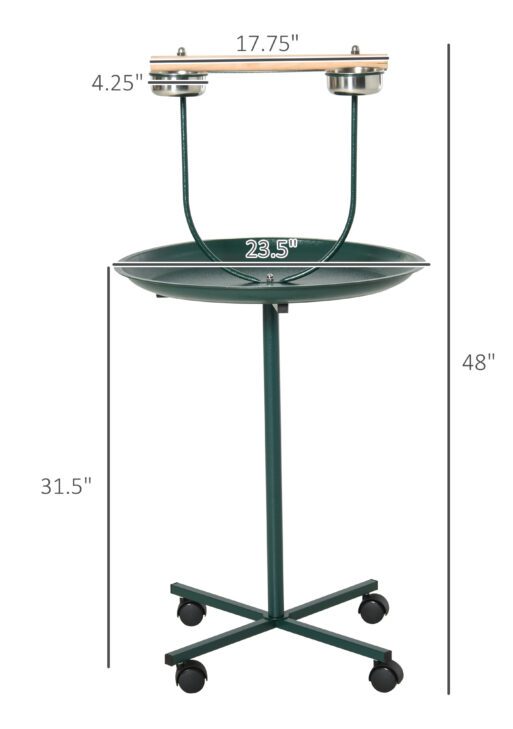 48" Rolling T-Stand Bird Training Activity Playground With Perch