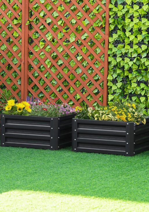 2pc 23.5" Elevated Herb & Vegetable Planting Box Kit w/ Versatile Uses, Dark Gray