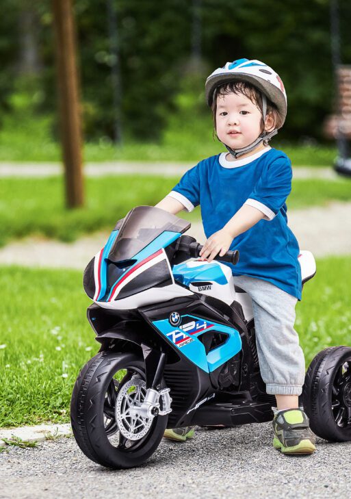 Licensed 6V Kids Ride on Motorcycle, Off-Road Battery Powered Three Wheels Dirtbike with USB, AUX, Music and Headlight for Toddler, Blue