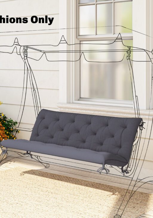59" x 38" Tufted Bench Cushion for Outdoor Furniture, 3-Seater Replacement for Swing Chair, Patio Sofa/Couch, Dark Gray