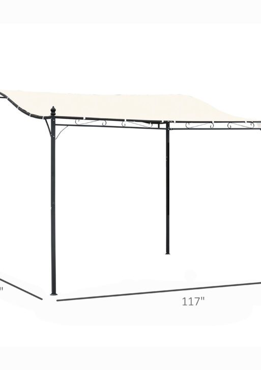 10' x 10' Steel Outdoor Pergola Gazebo, Patio Canopy with Weather-Resistant Fabric and Drainage Holes for Backyard, Deck, Garden, Cream White