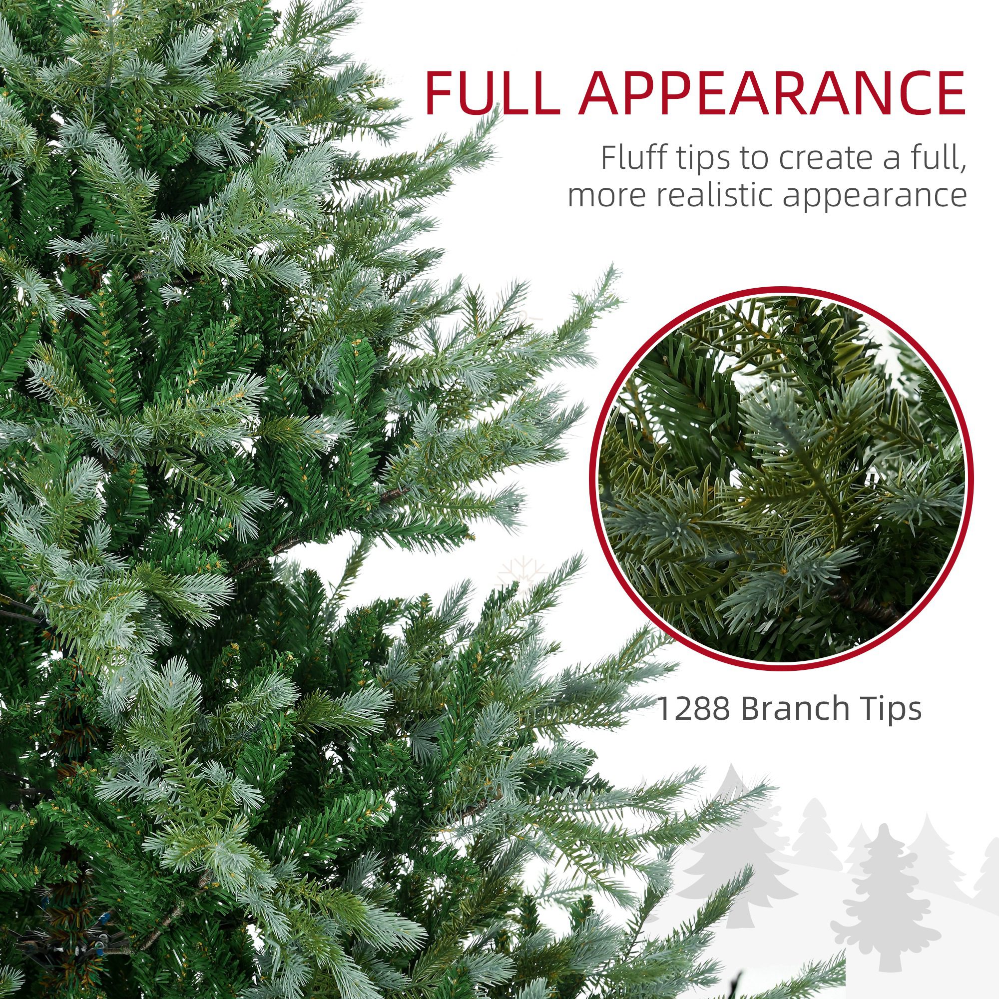 7.5' Artificial Wide Christmas Tree Holiday Décor, with Easy-to-Shape Branches, Auto Open, Steel Base, Green - Image 3