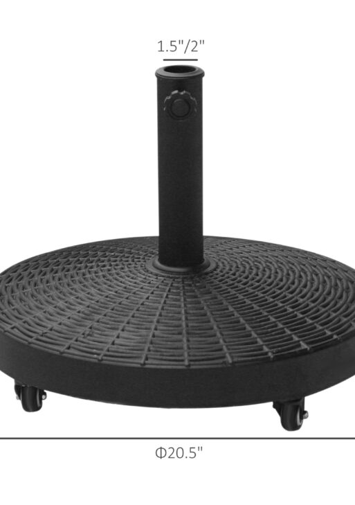 20.5" Heavy Duty Umbrella Stand, 50 lbs. Umbrella Base for 1.5" or 2" Umbrella Poles, Patio Market Stand for Deck, Black