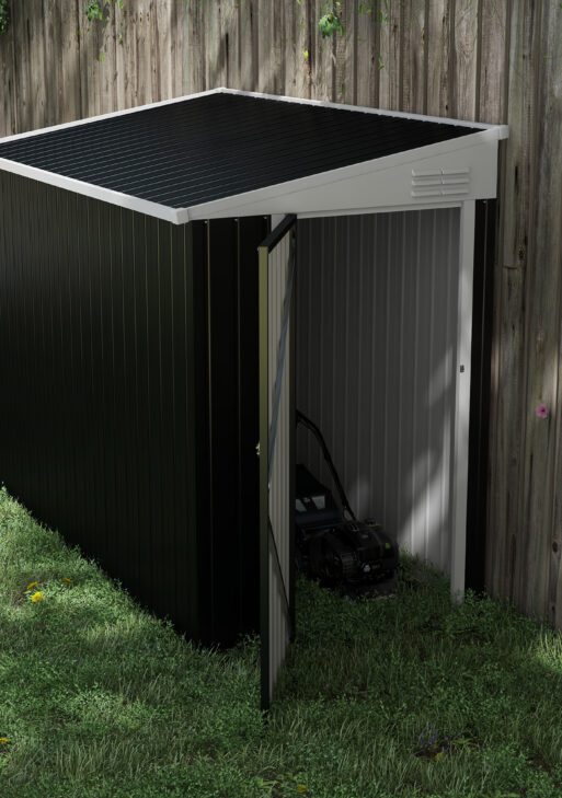 4' x 8' Lean to Garden Storage Shed, Outdoor Metal Tool House with Lockable Door Vents for Backyard Patio Lawn, Gray