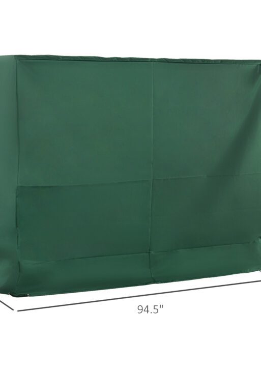 600D Oxford 3-Seater Patio Swing Cover Outdoor Swing Chair Cover Rain Protection Waterproof Anti-UV, Dark Green