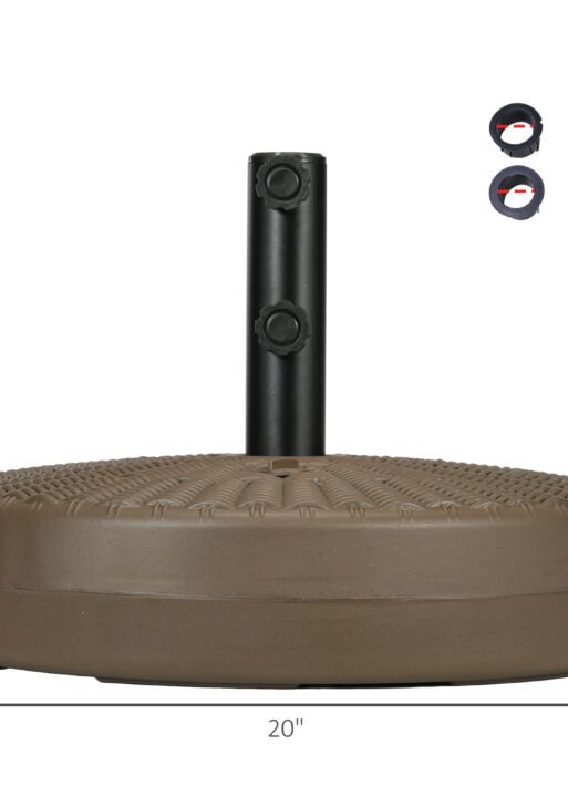 Umbrella Stand for 1.5" or 2" Umbrella Poles, Round Fillable Umbrella Base for Outdoor, Lawn, Deck, Brown