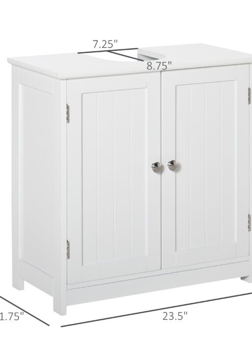 Bathroom Vanities, Bathroom Sink Cabinets with U-Shape Cut-Out and Adjustable Internal Shelf, White