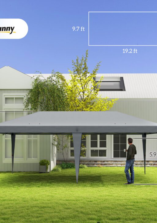 10' x 20' Pop Up Canopy Tent, Upgraded Heavy Duty Tents for Parties, Outdoor Instant Gazebo Sun Shade Shelter with Carry Bag, for Catering, Events, Wedding, Backyard BBQ, Gray