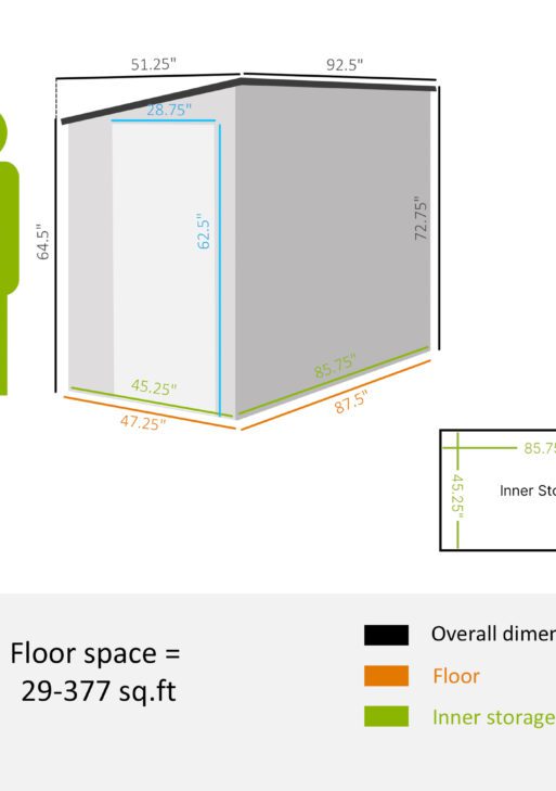 4' x 8' Lean to Garden Storage Shed, Outdoor Metal Tool House with Lockable Door Vents for Backyard Patio Lawn, Gray