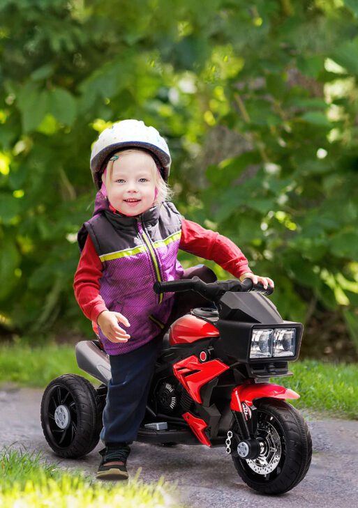 6V Kids Motorcycle Toddler Ride-on Toy, High-Traction Battery-Operated Mini Electric Motorbike with Forward/Reverse Switch, Music, Headlights, Horn, Red