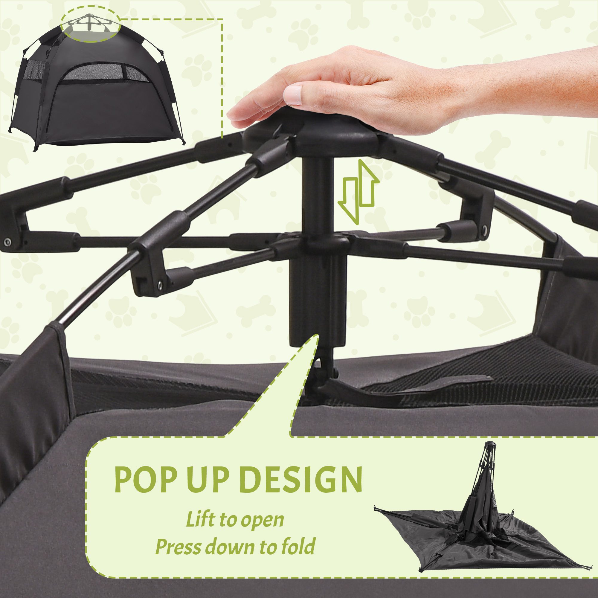 Pop Up Dog Tent for Extra Large and Large Dogs with Carry Bag, for Beach, Backyard, Home, Dark Gray - Image 3