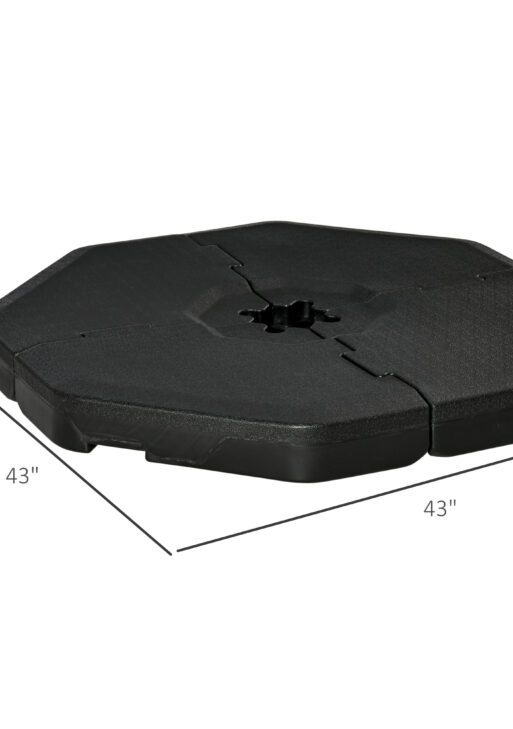 4 PC Patio Umbrella Base, Outdoor Hexagon Stand Cantilever Offset Umbrella Weights with Easy-Fill Spouts, 229 lb. Capacity Water or 275lb Capacity Sand, Black