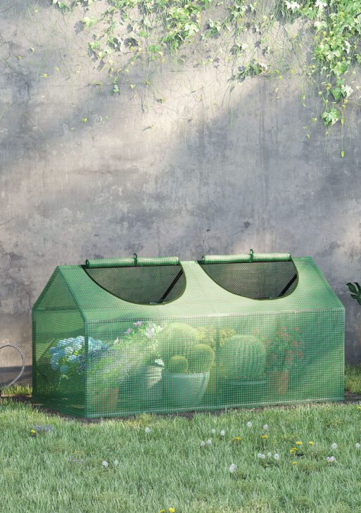 4' x 2' x 2' Portable Mini Greenhouse, Small Green House with PE Cover, Roll-up Zippered Windows for Indoor, Outdoor Garden, Green