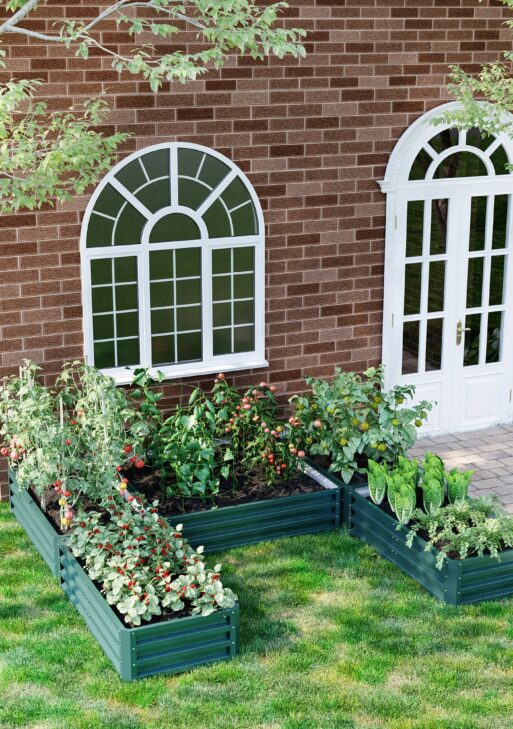 Steel Raised Garden Bed, Set of 5 Large Box Planters for Outdoor Plants Vegetables Flowers Herbs, 8x8x1ft, Green