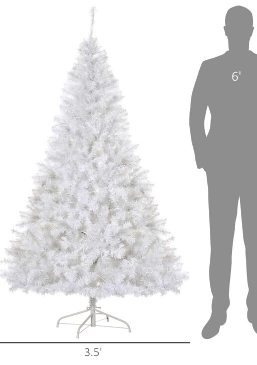 6 FT Tall PreLit Artificial Christmas Tree with Realistic Branches, 250 Warm White LED Lights and 1000 Tips, White