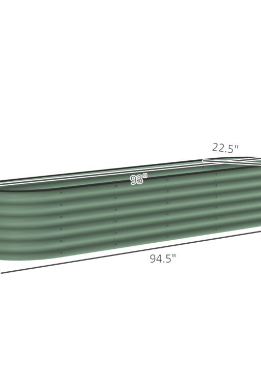7.9' x 2' x 1.4' Galvanized Raised Garden Bed Kit, Metal Planter Box with Safety Edging, Green