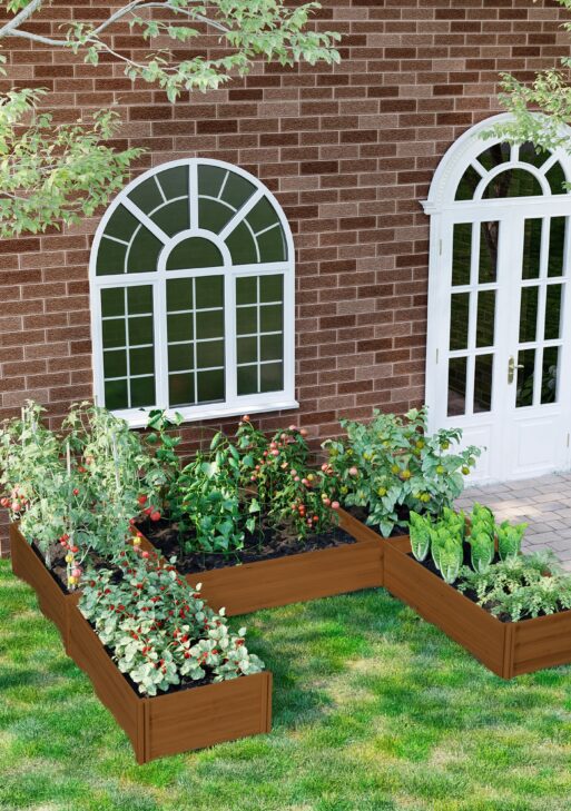 Raised Garden Bed, Set of 5 Large Wooden Box Planters for Outdoor Plants Vegetables Flowers Herbs, 7.5x7.5x1ft, Brown