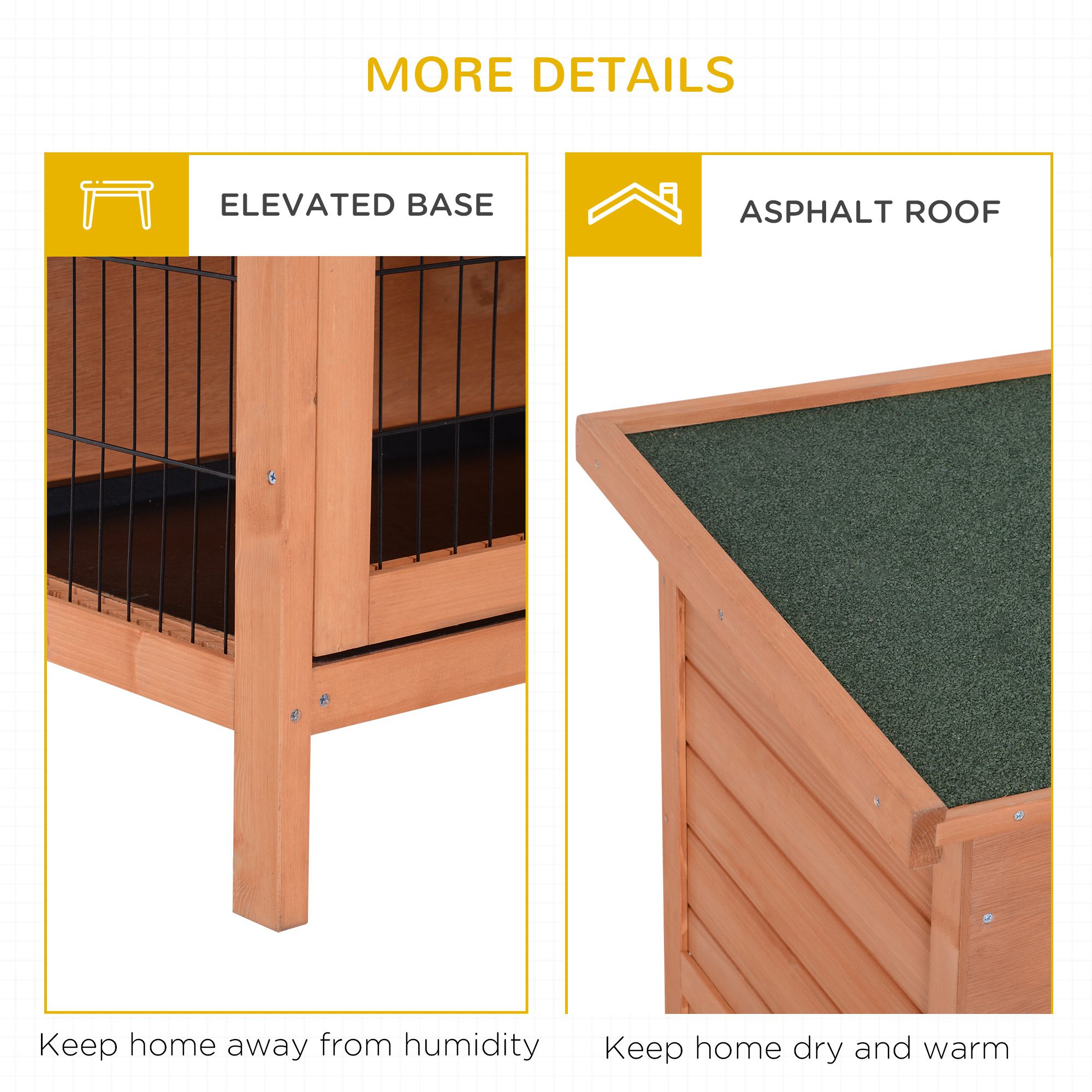 54" 2-Story Large Rabbit Hutch Bunny Cage Wooden Pet House Small Animal Habitat with Lockable Doors, No Leak Tray and waterproof Roof for Rabbits, Chickens, Ducks, Outdoor/Indoor Natural - Image 5