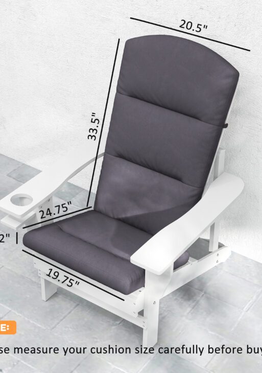 Outdoor Chair Cushions for Adirondack Chair, Replacement Cushions with Ties, Seat & Back Cushion, Gray