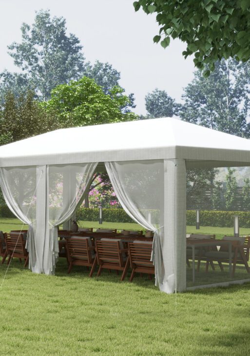10' x 20' Party Tent, Outdoor Wedding Canopy & Gazebo with Removable Sidewalls, Shade Shelter for Events, BBQs, White