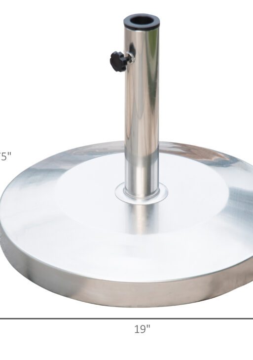 55lb Round Stainless Steel Outdoor Patio Umbrella Stand Base with Heavy Cement Bottom & Mirror Finish