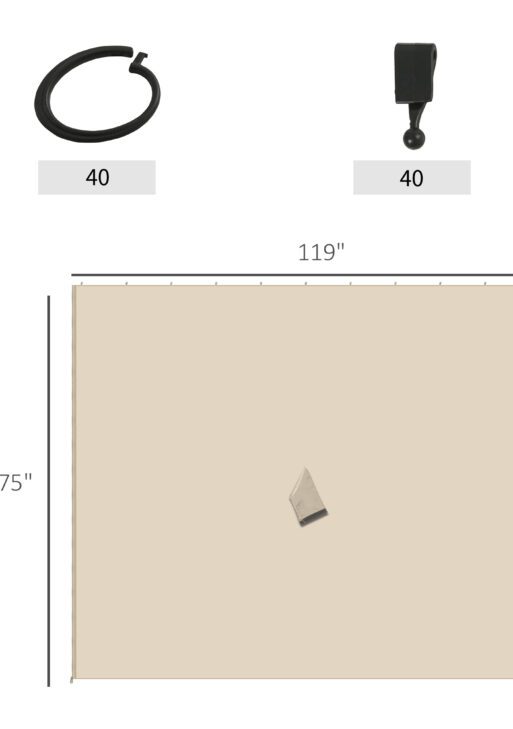 9.84' x 9.84' Gazebo Sidewall Set with Hooks/C-Rings, Beige