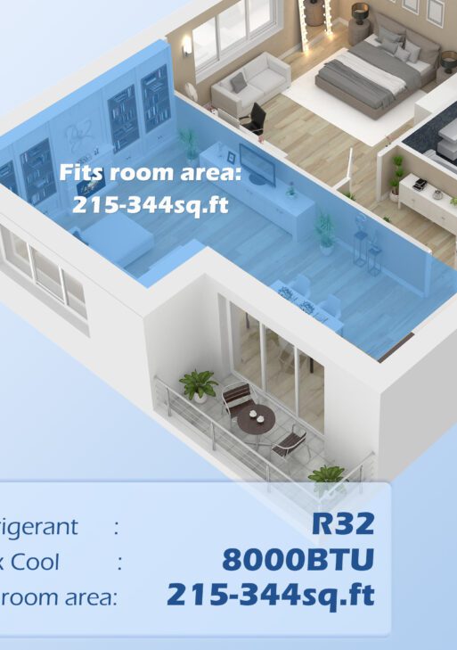 8000 BTU Portable Air Conditioner with Dehumidifier, Cooling Fan, Sleep, Remote, 24H Timer, Auto Off, Black