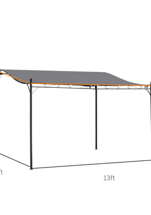 10' x 13' Outdoor Pergola Gazebo, Steel Patio Canopy with Weather-Resistant Fabric and Drainage Holes, Gray