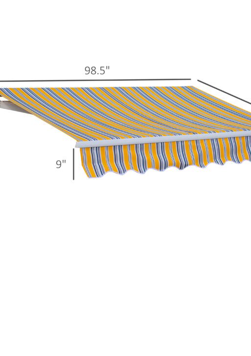 8' x 6.6' Patio Retractable Awning, Manual Exterior Sun Shade Deck Window Cover, Mixed Color