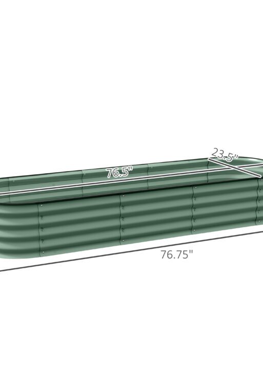 6.4' x 2' x 1' Galvanized Raised Garden Bed Kit, Metal Planter Box with Safety Edging, Green