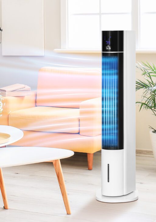 42" 3-In-1 Evaporative Air Cooler with Water Tank, 52° Oscillating Portable Swamp Cooler with Humidifier, Ice Cooling Fan for Home Office, 3 Modes, 3 Speeds, 12H Timer, Remote, White