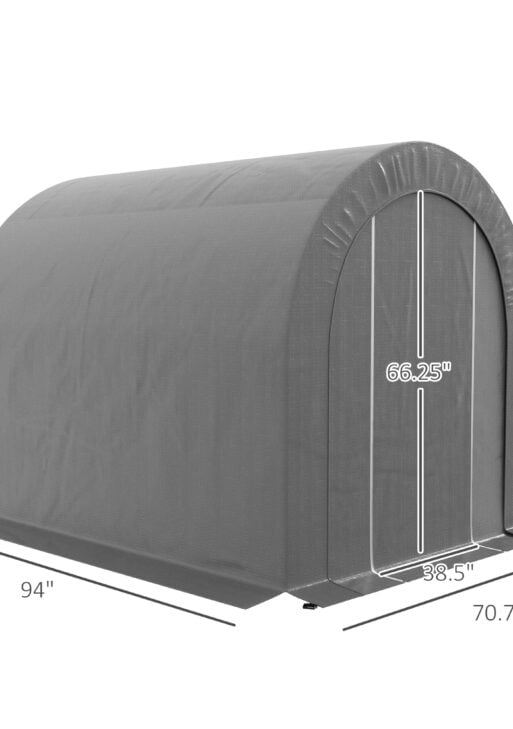 Galvanized Metal 6' x 8' Outdoor Storage Tent, Heavy Duty and Waterproof Portable Shed, for Bike, Motorcycle, Tools