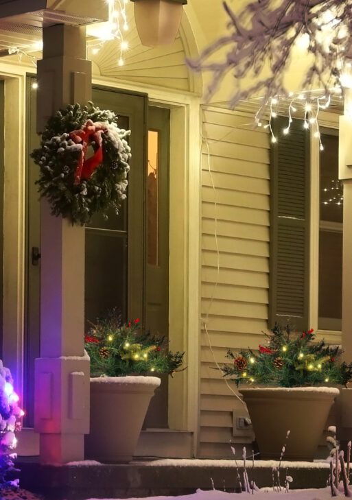 2 Ft/22 inch 2 Pack Prelit Artificial Christmas Tree Cordless with 69 Branches, Warm White LED Lights, Red Berries, Pine Cones, for Outdoor Entryway, Green