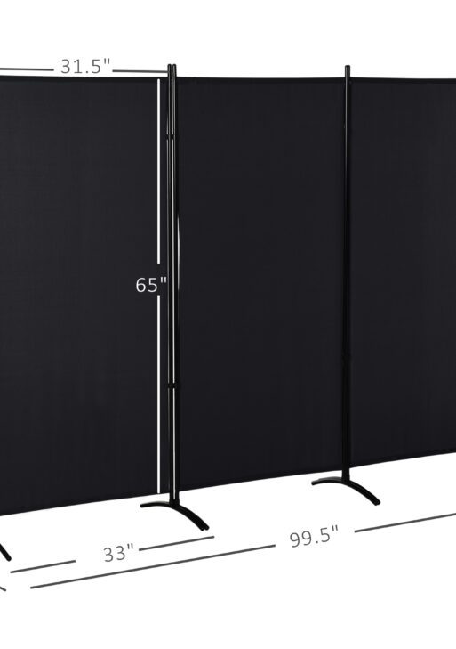 6' 3 Panel Room Divider, Indoor Privacy Screen for Home, Black