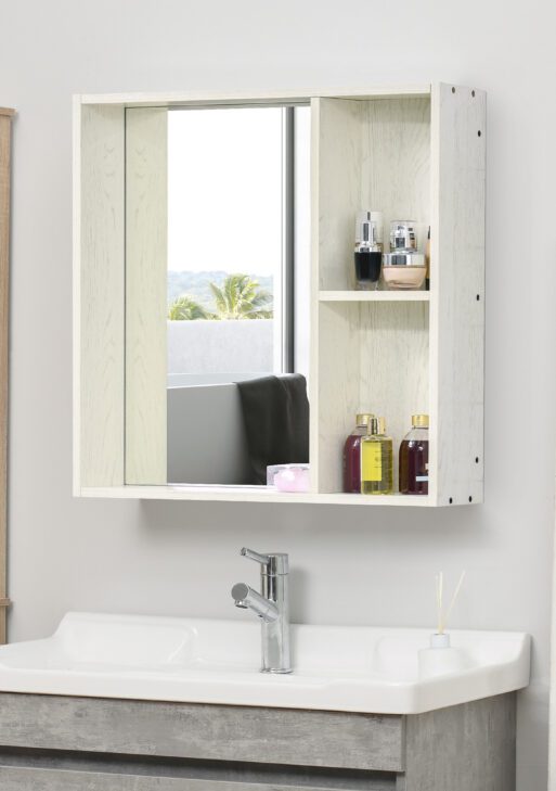 31.5" x 25.5" Bathroom Medicine Cabinet with Mirror, Storage Shelf, Over Toilet Bathroom Cabinet Wall Mounted for Living Room and Laundry Room, White