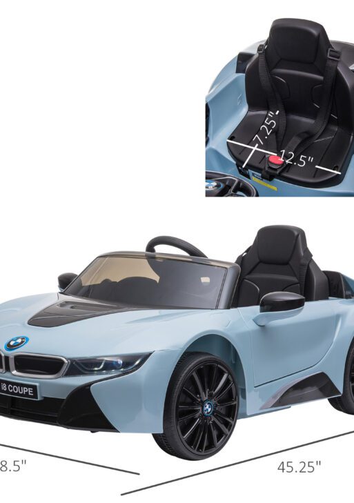 Licensed BMW I8 Coupe 6V Electric Car, Kids Ride-On Car, Battery Powered Toy with Remote Control Music Horn Lights Suspension for 37-96months Old, Blue
